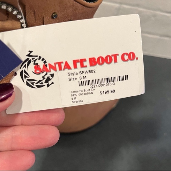 NWT Santa Fe Boot sz 8 tan leather fringed bling cowgirl boots - Picture 14 of 16